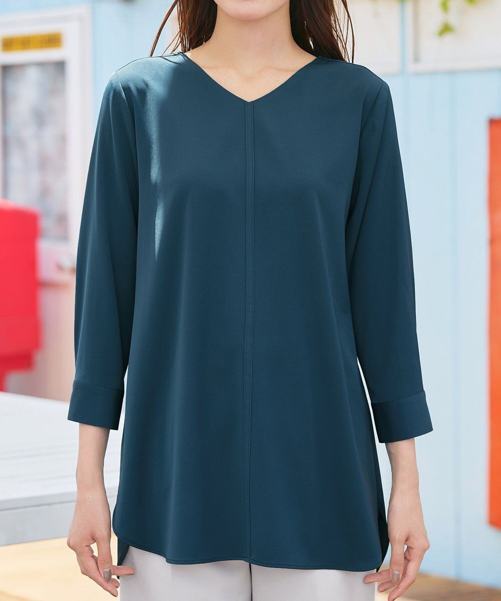 Tiaclasse L 【洗える】ラウンドスリットチュニック 