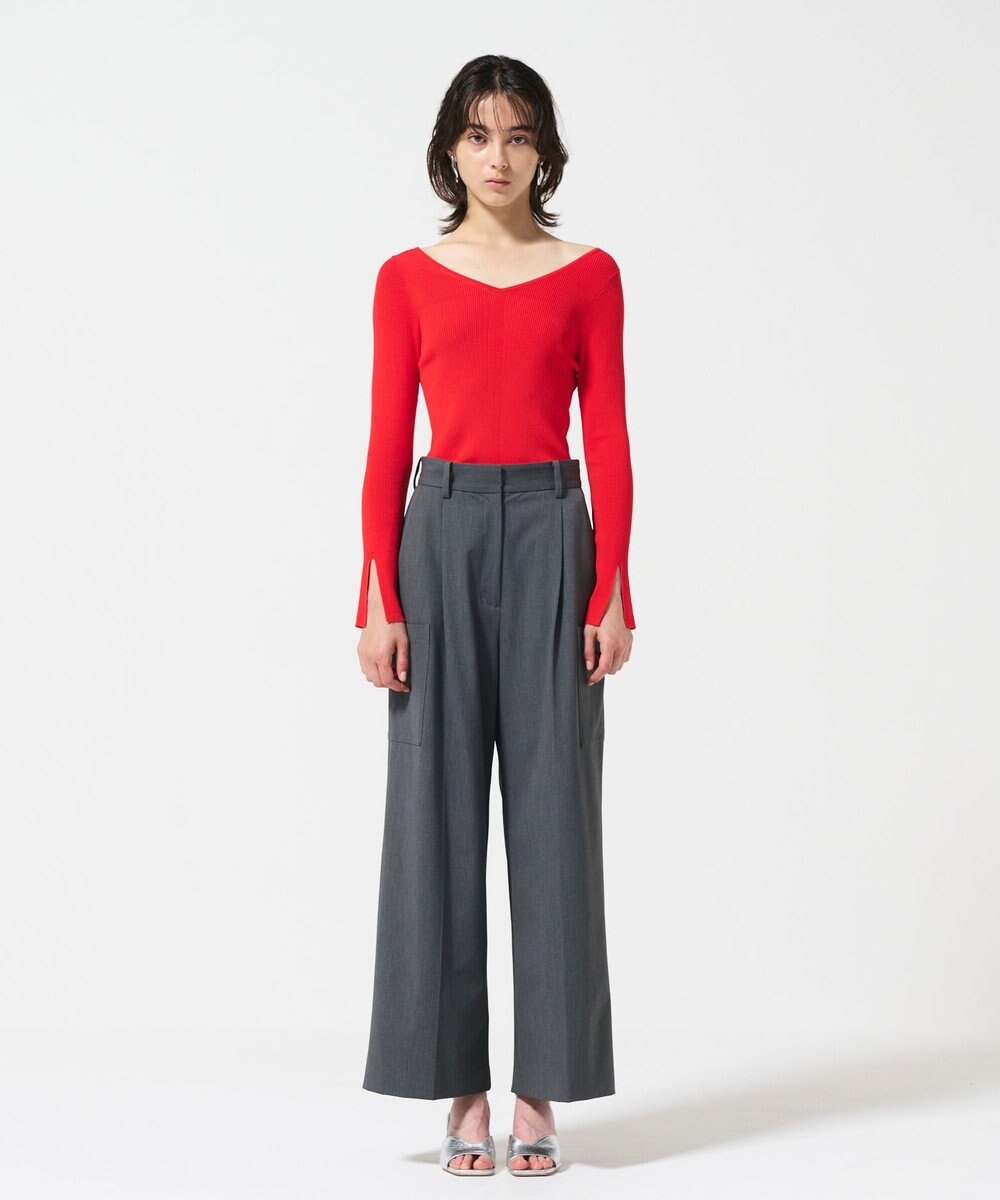 GRACE CONTINENTAL リブVネックニットトップ 