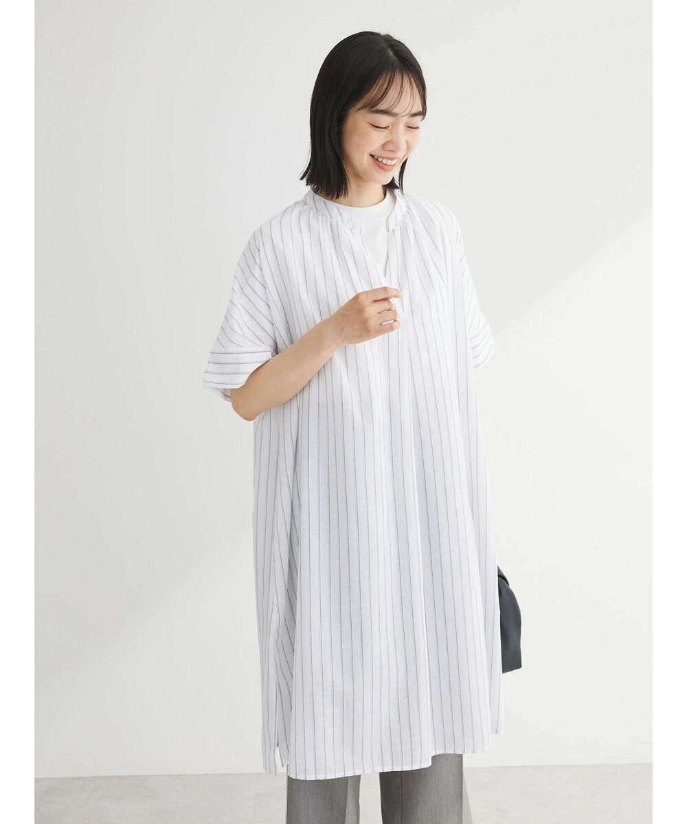 Green Parks 綿麻混スキッパーミニワンピース 