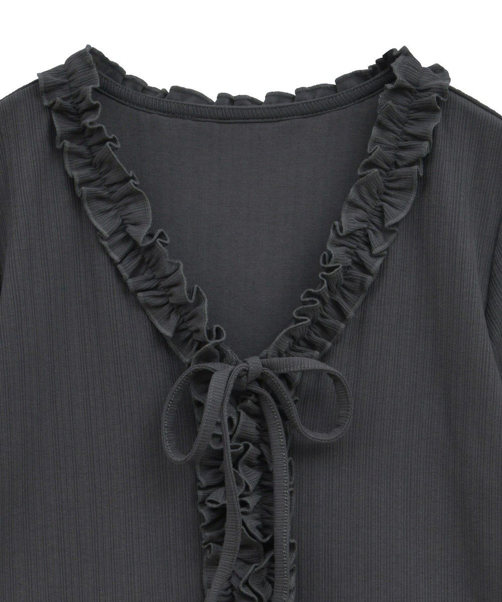 earth music&ecology フリルカットリブカーディガン 