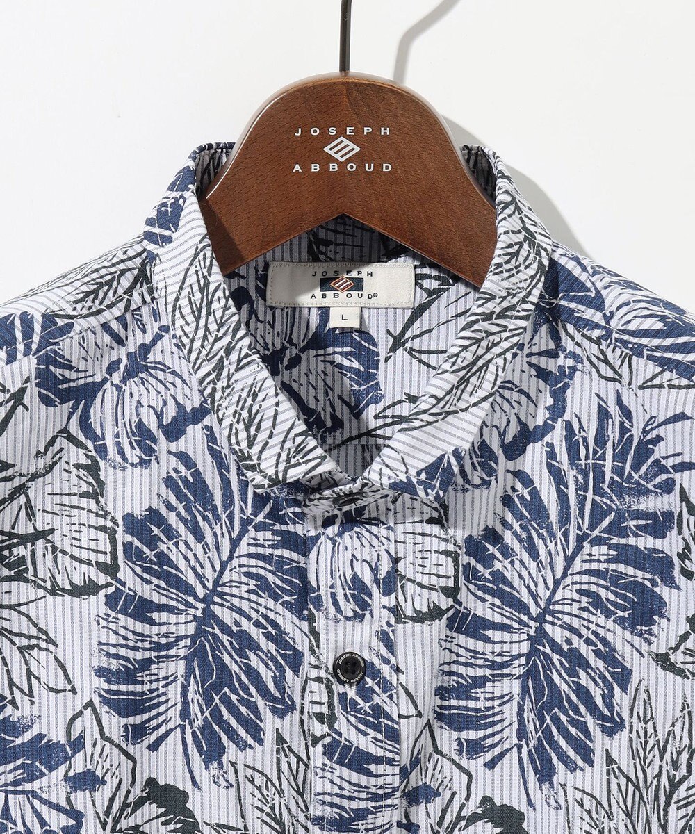 JOSEPH ABBOUD 【サスティナブルな麻混】コットンリヨセルリネンリーフプリント 半袖シャツ 