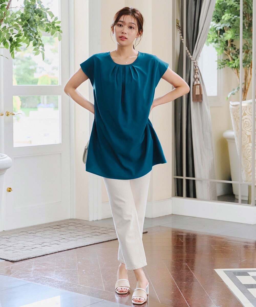 Tiaclasse 【洗える】フレアフレンチチュニックブラウス 