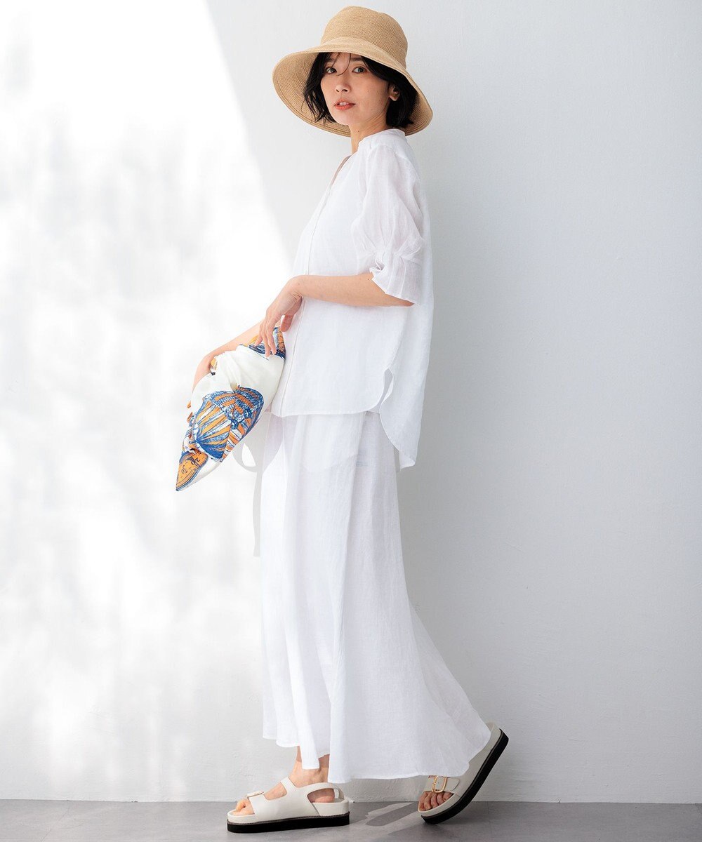 23区 L 【洗える】LIBECOリネン デザインスリーブ ブラウス 