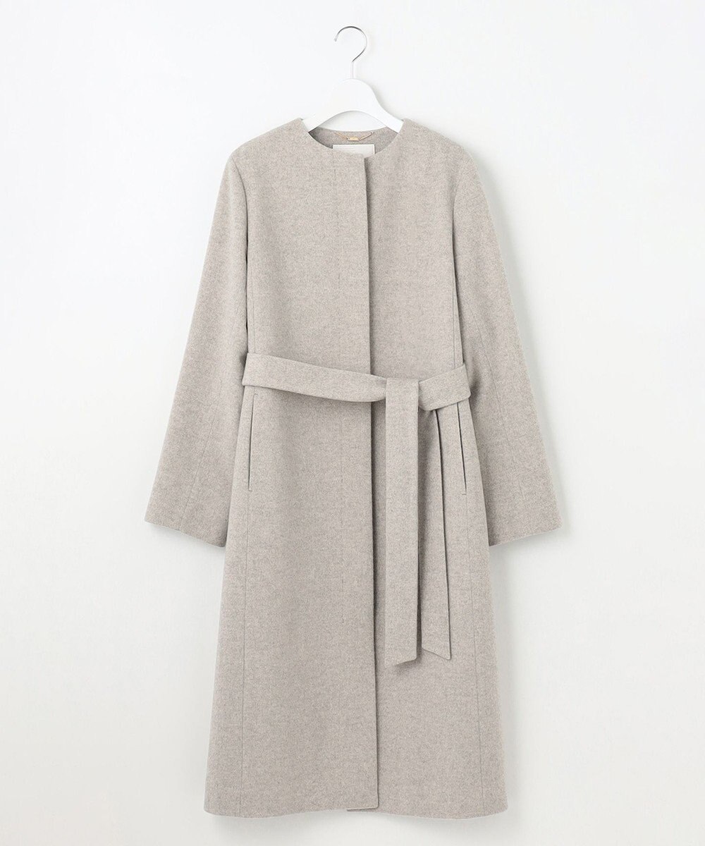 自由区 S シャルムビーバーノーカラーロング コート 