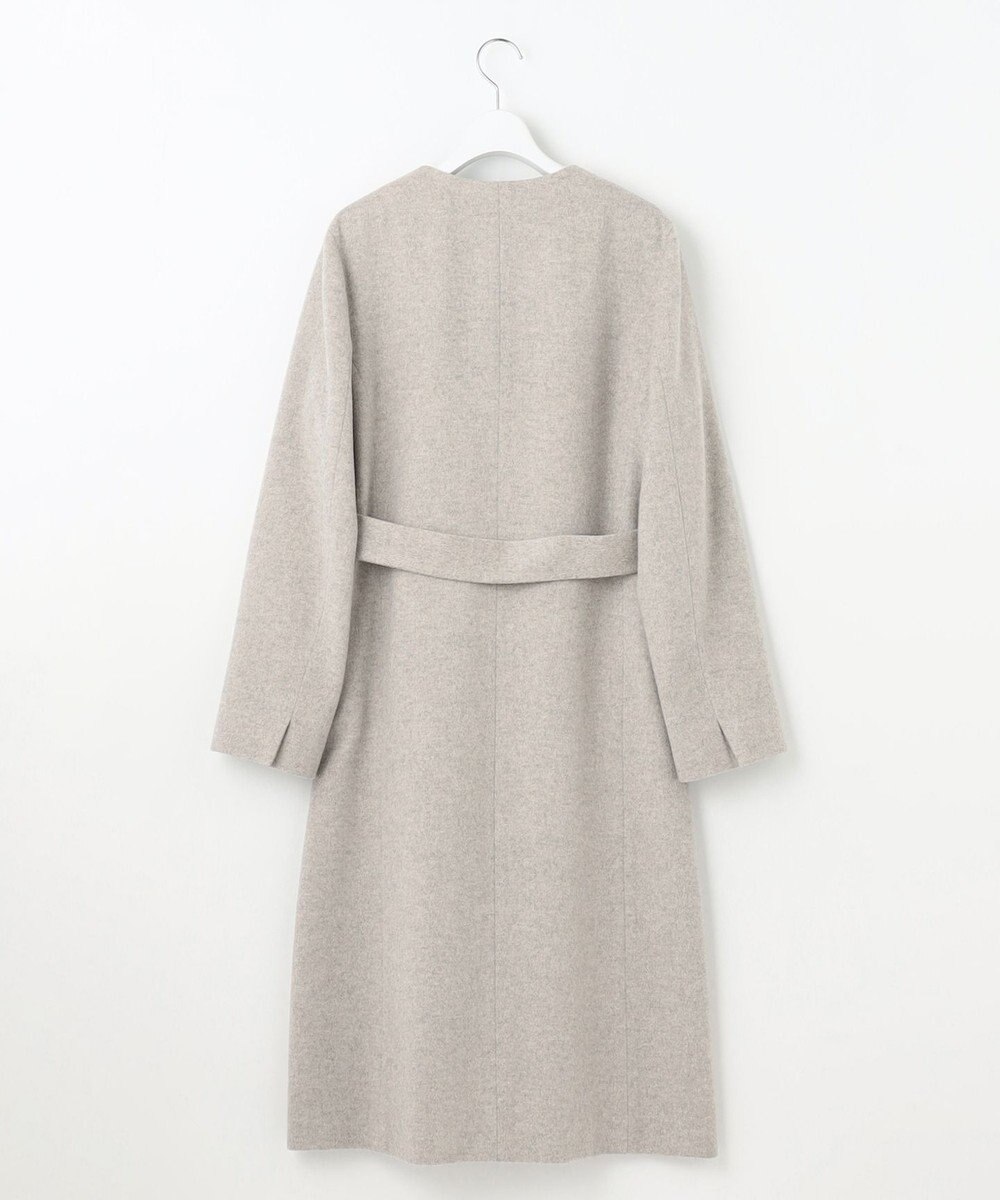 自由区 S シャルムビーバーノーカラーロング コート 