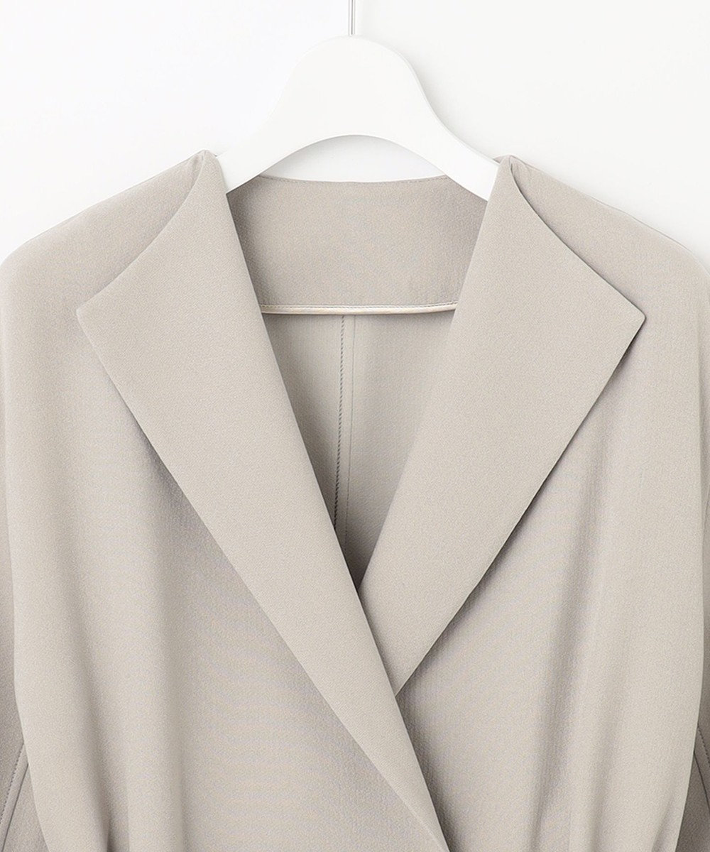 自由区 【洗える】ライトダブルクロス ノーカラーコート 