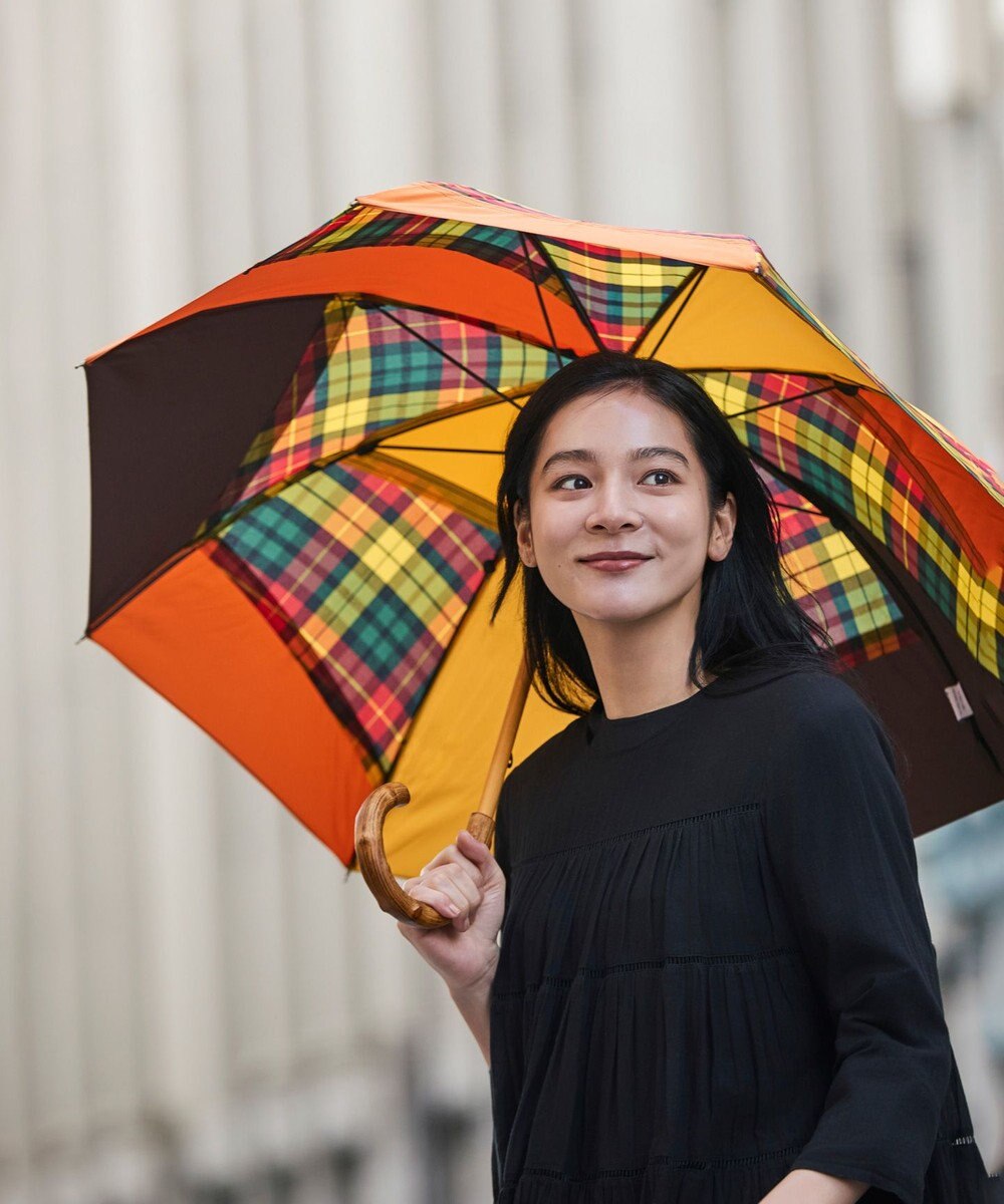 +RING 【UPF50＋】【限定/日本製】晴雨兼用傘（長ショート）YEL-CHK SR430 