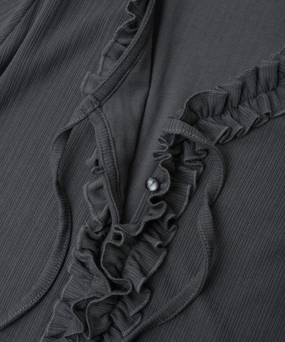 earth music&ecology フリルカットリブカーディガン 