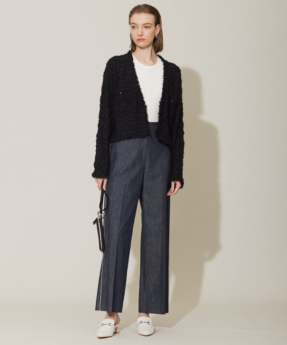 ICB L 【洗える】 コットンリアクティブデニム ワイドストレートパンツ 