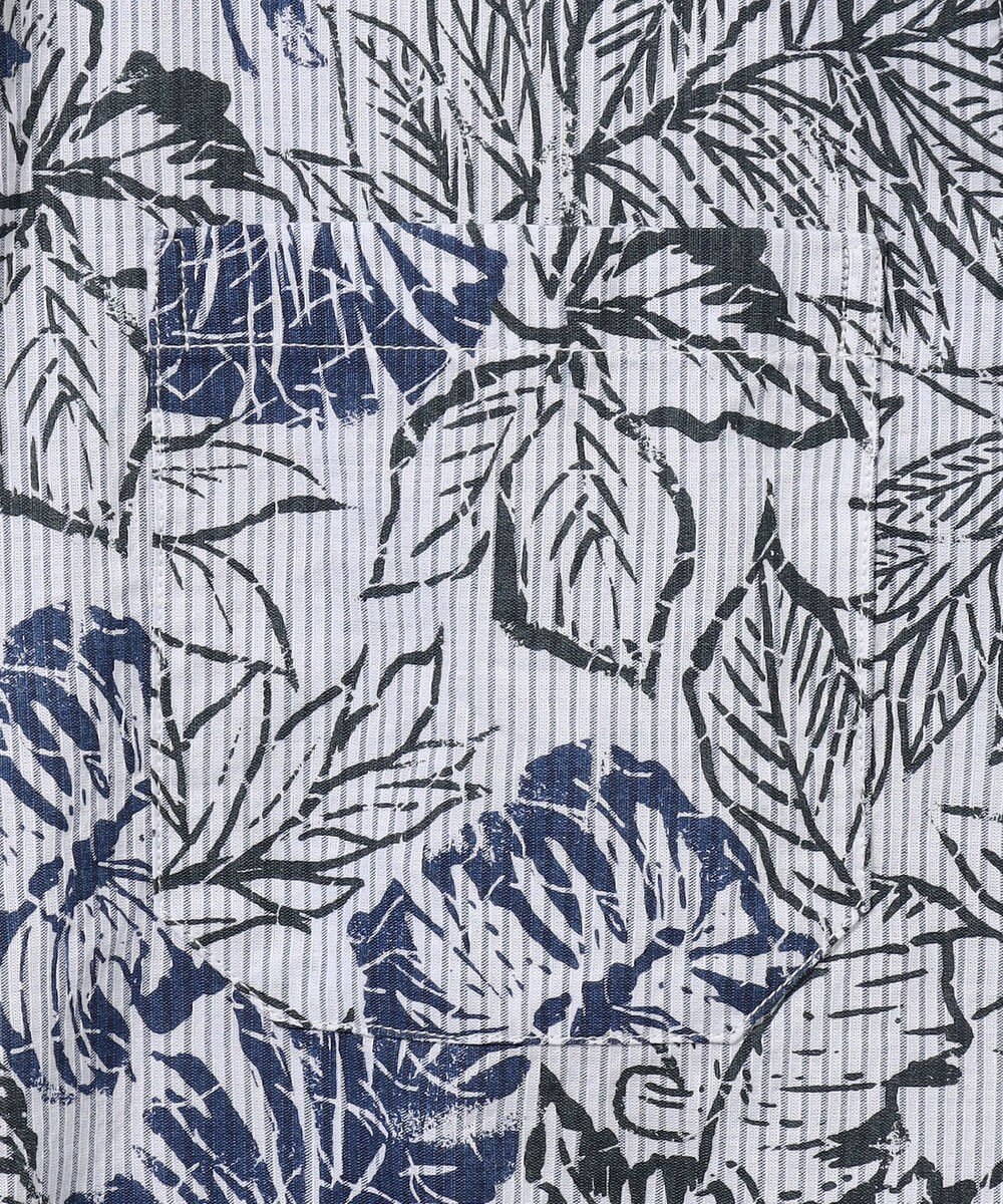 JOSEPH ABBOUD 【サスティナブルな麻混】コットンリヨセルリネンリーフプリント 半袖シャツ 