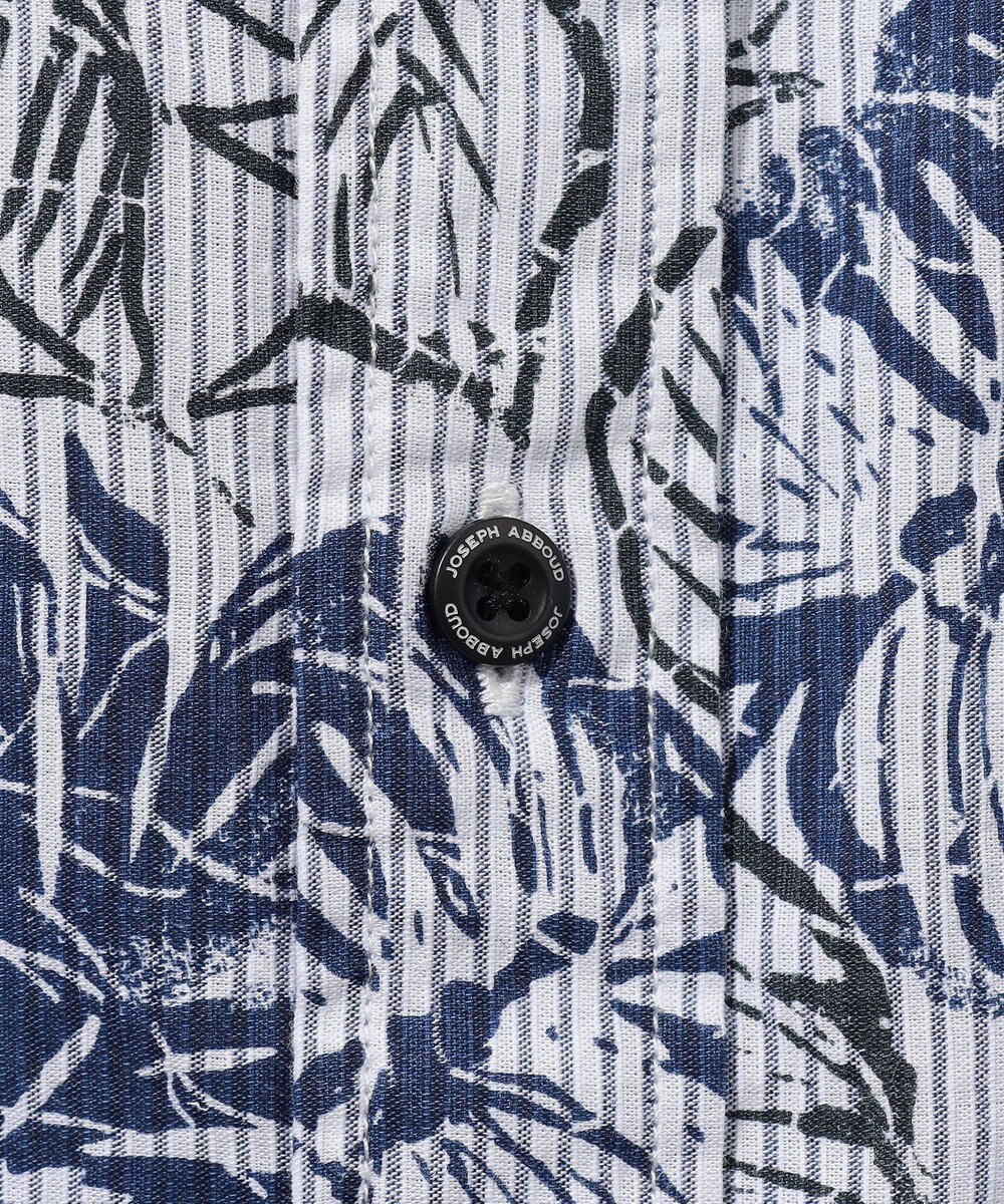 JOSEPH ABBOUD 【サスティナブルな麻混】コットンリヨセルリネンリーフプリント 半袖シャツ 