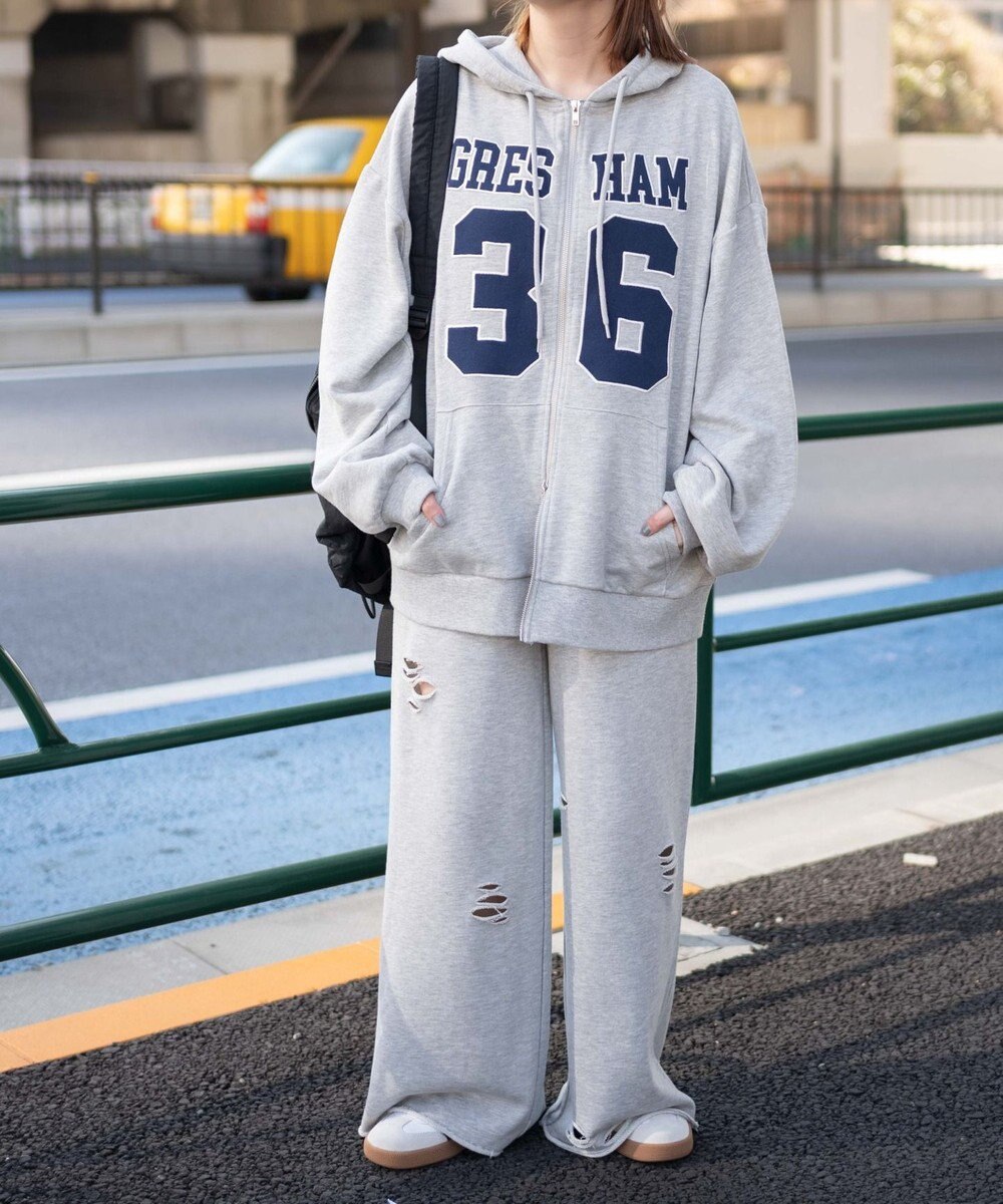 WEGO ナンバリングビッグジップパーカー 