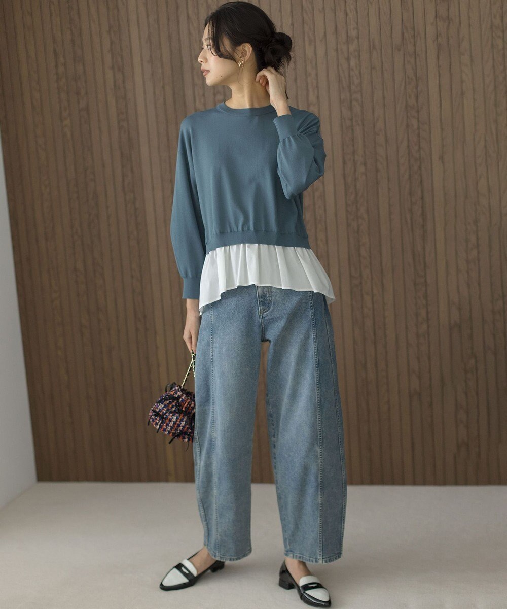 組曲 L 【加藤ローサさん着用】ライトデニムカーブパンツ 