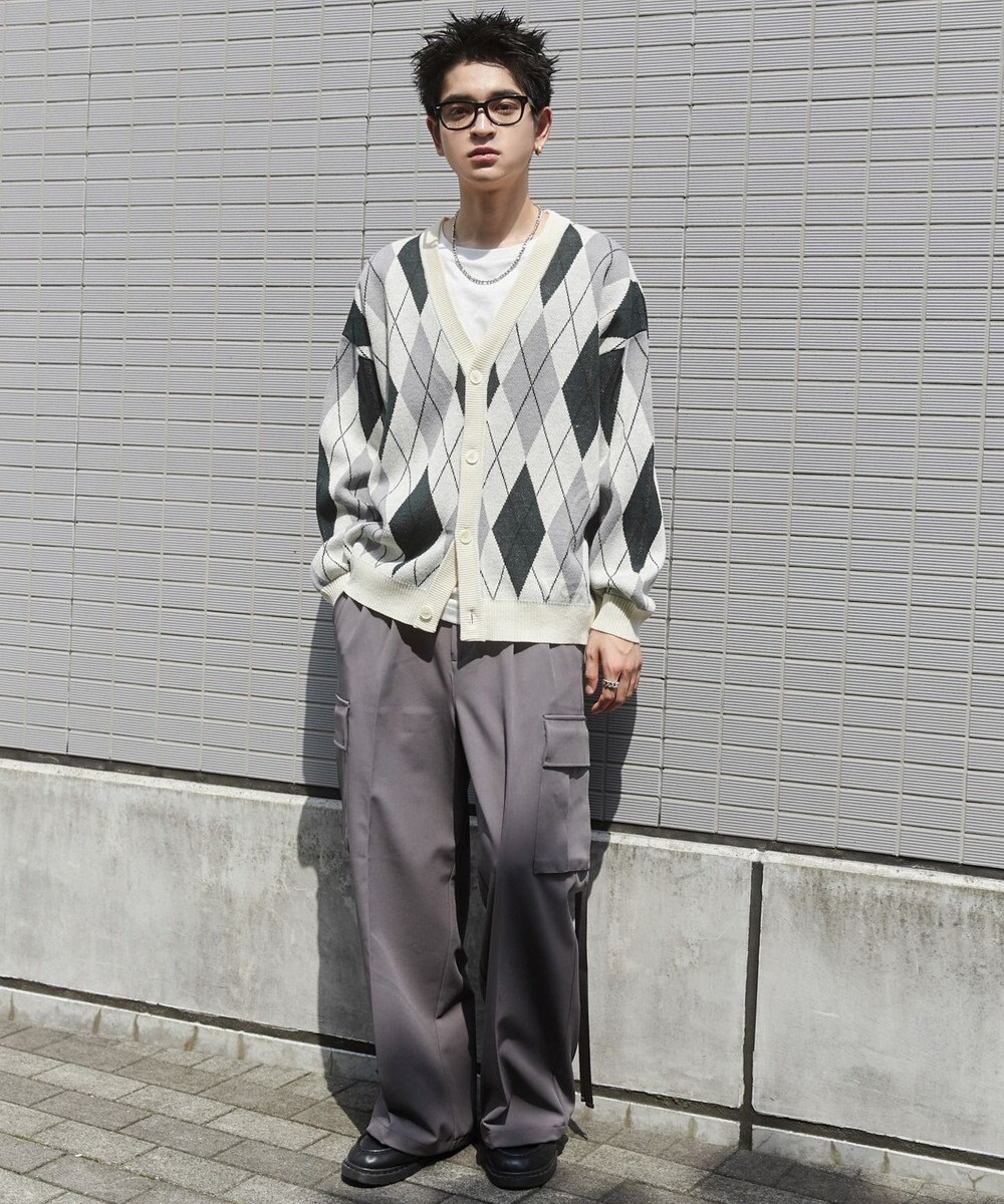 WEGO リラックスフィットパターンカーディガン 