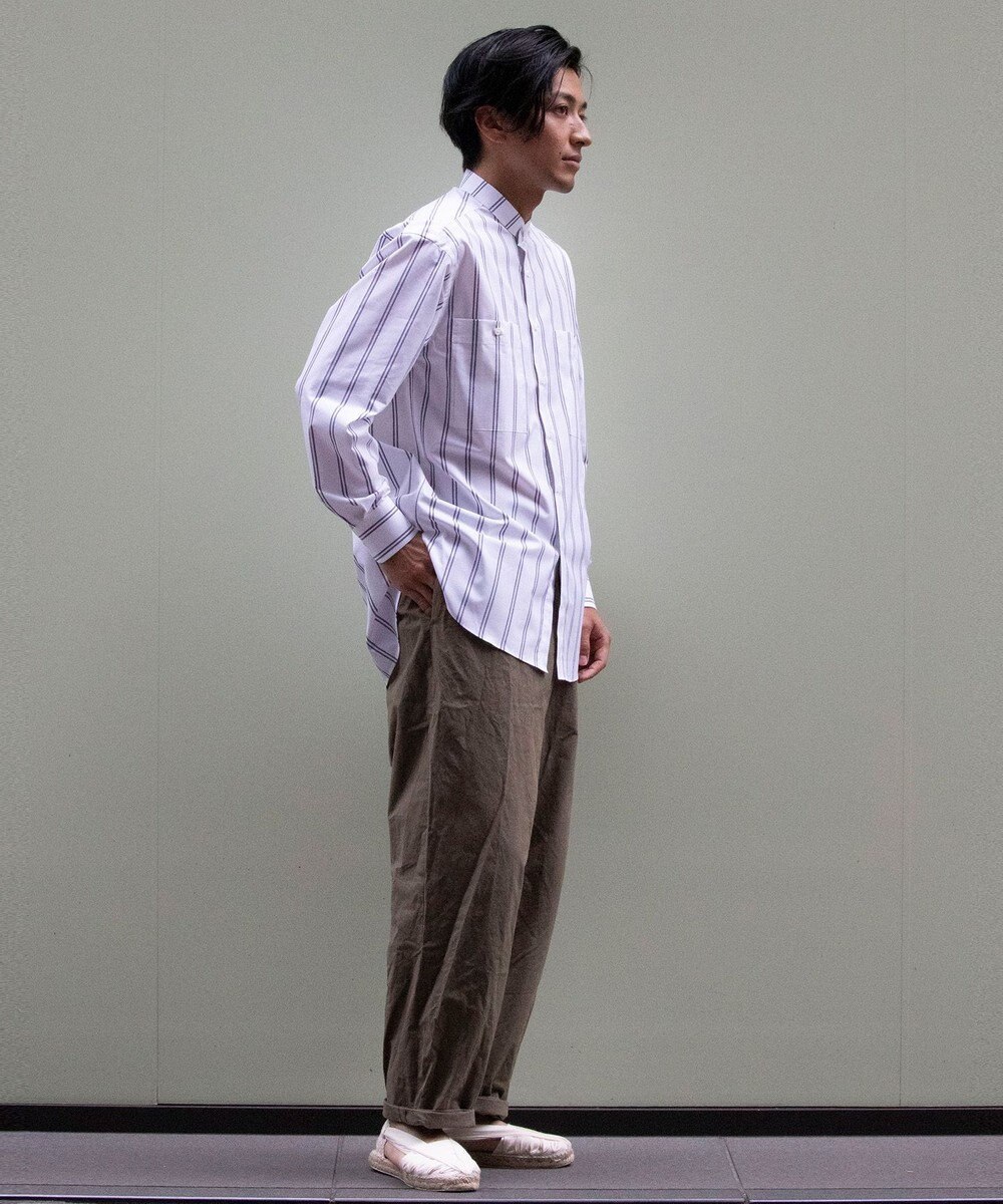 KASHIYAMA GIZA 100/2 バンドカラーシャツ 