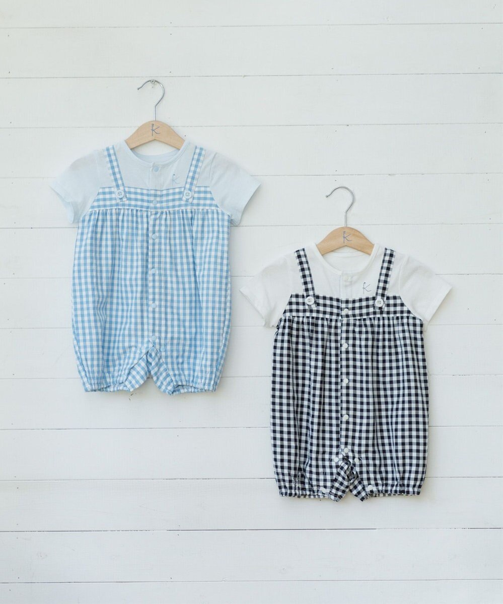 組曲 KIDS 【70㎝】ギンガム ロンパース 