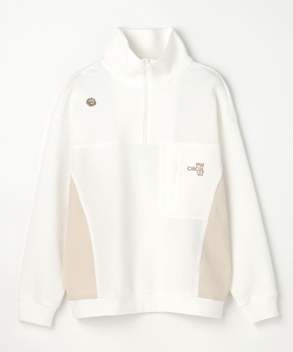 PW CIRCULUS 今が旬トップス！【ドライな肌触り / UV遮蔽率98.9% UVカット / ストレッチ】【WOMEN】ワッフルハーフジップ  ゴルフウェア レディース 