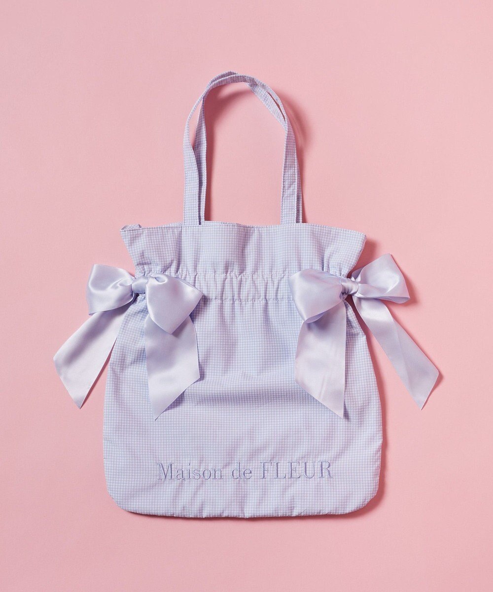 Maison de FLEUR ギンガムチェックダブルリボントートバッグ 
