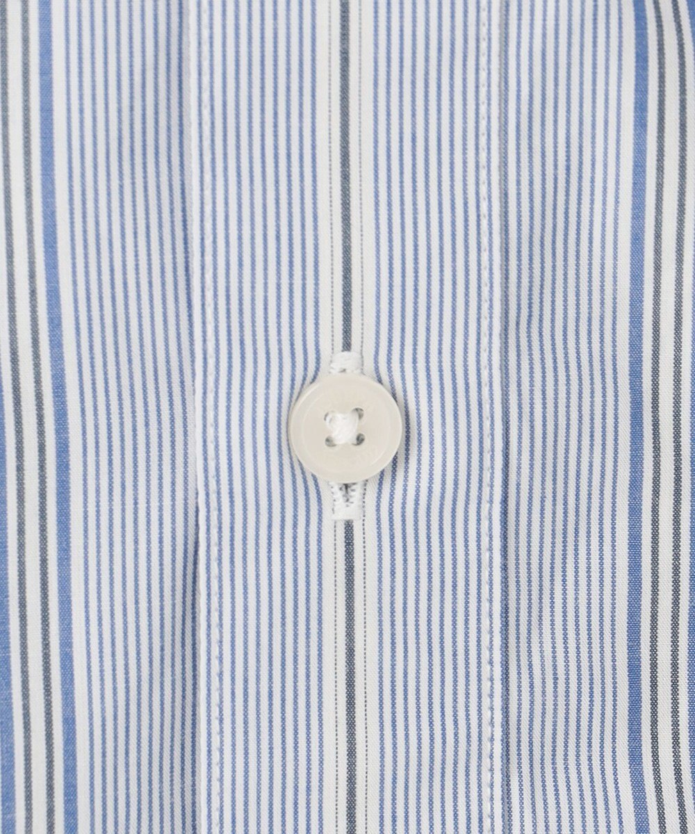 JOSEPH ABBOUD 【シルクブレンド】シルクコットンストライプバンドカラー シャツ 