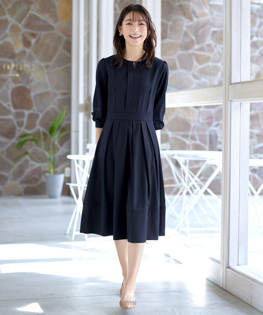 Tiaclasse L 【セレモニー・XSサイズ(5号)追加・新色追加・洗える】キーネックフレアワンピース 