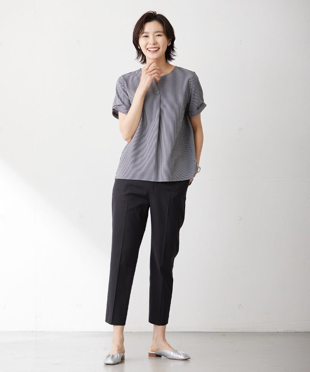 J.PRESS LADIES L 【WEB限定カラーあり・セットアップ対応・洗える・撥水・防汚】コットンFITTYシャーク テーパード パンツ 