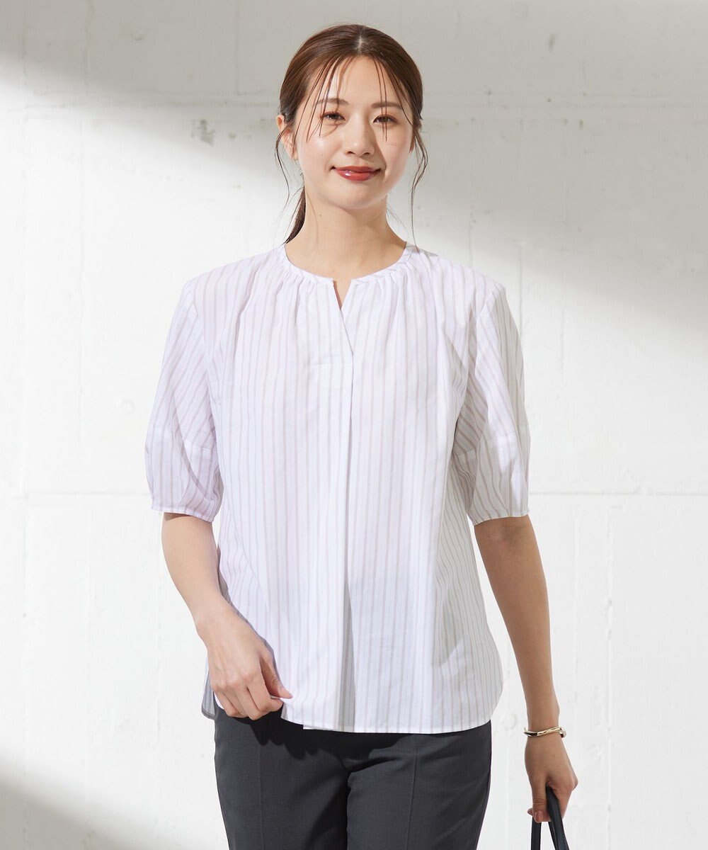 洗える】BEZ空羽ストライプ クルーネック V開き ブラウス / J.PRESS LADIES | ファッション通販  【公式通販】オンワード・クローゼット