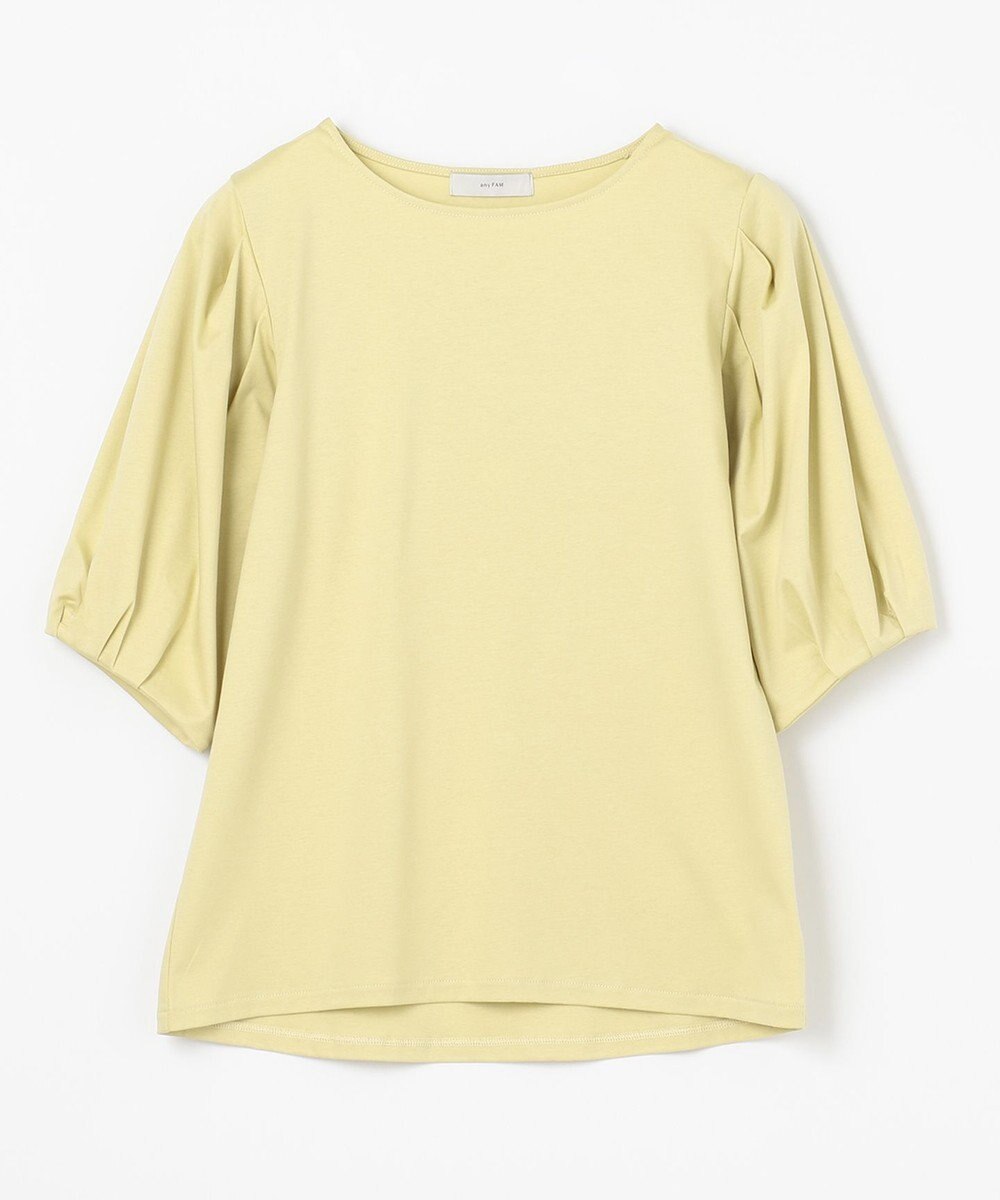ANY 【WEB限定・接触冷感】シルケットスムース ギャザーパフスリーブトップス 