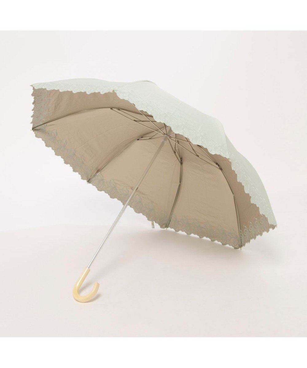 UNBILLION カシュネ cachenez / PUフラワーラメ刺繍トップレス2段折りたたみ傘 