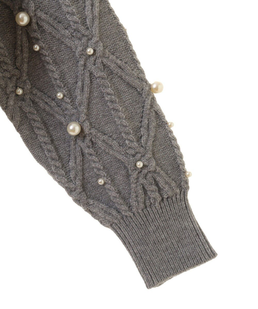 Green Parks パール付ケーブルニットカーディガン 