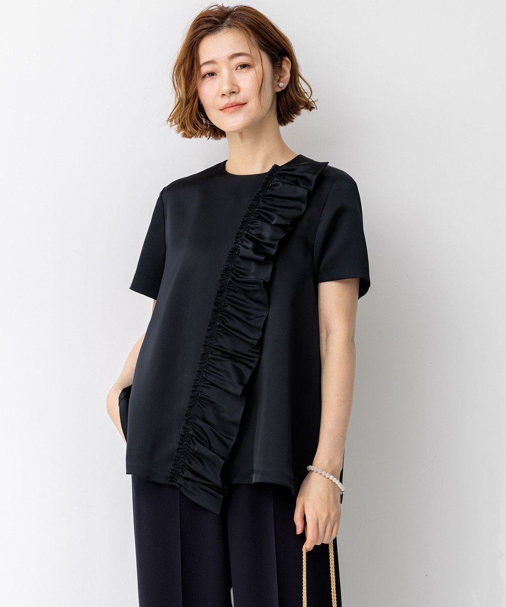 23区 【APPLAUDIR】クリアダブルサテン フリルデザイン ブラウス 