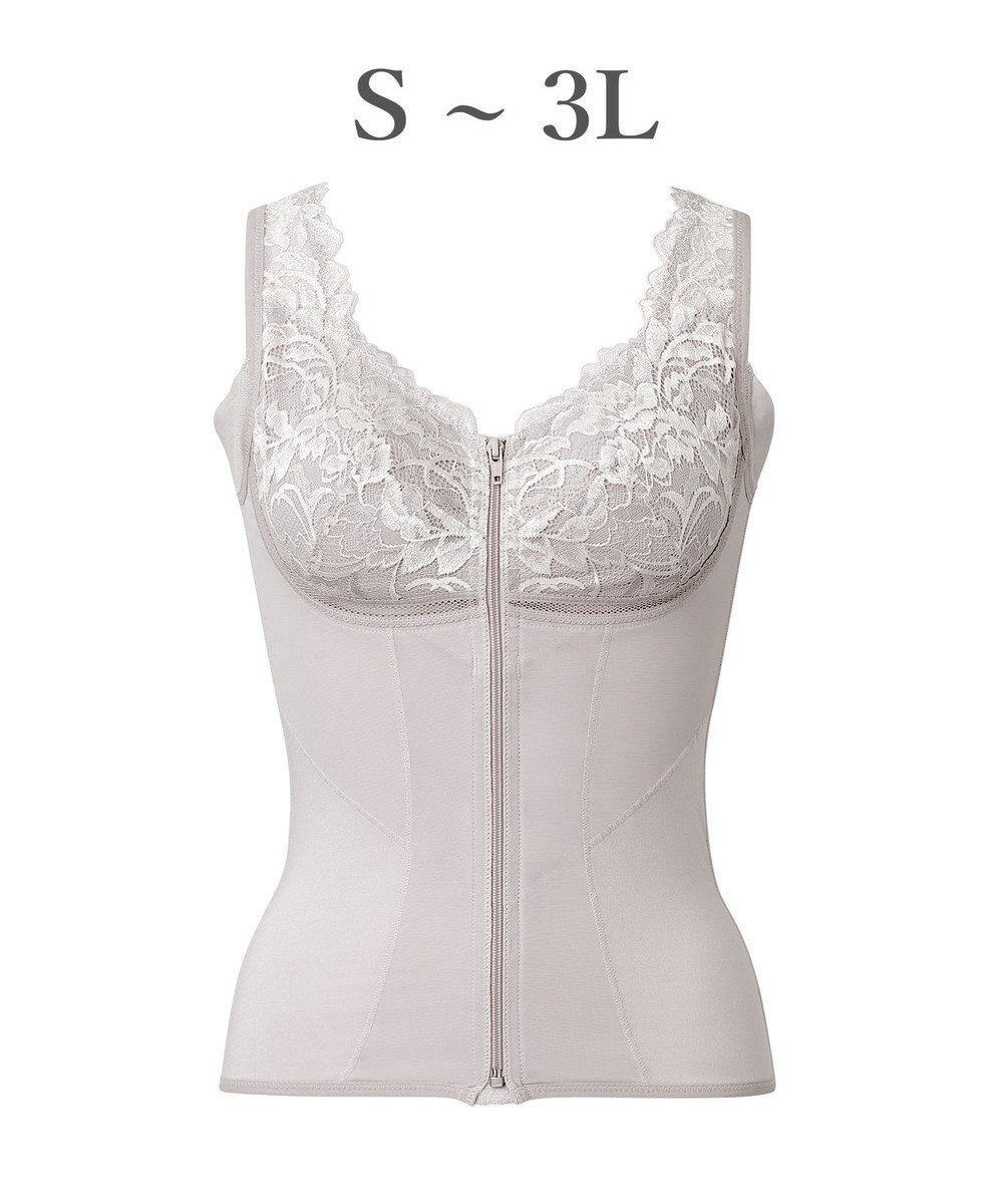 BRADELIS New York 【BRADELIS NewYork peace】細みえフロントファスナー綿混ブラキャミ25 補正下着 カップ付き キャミソール ブラトップ シェイパー 