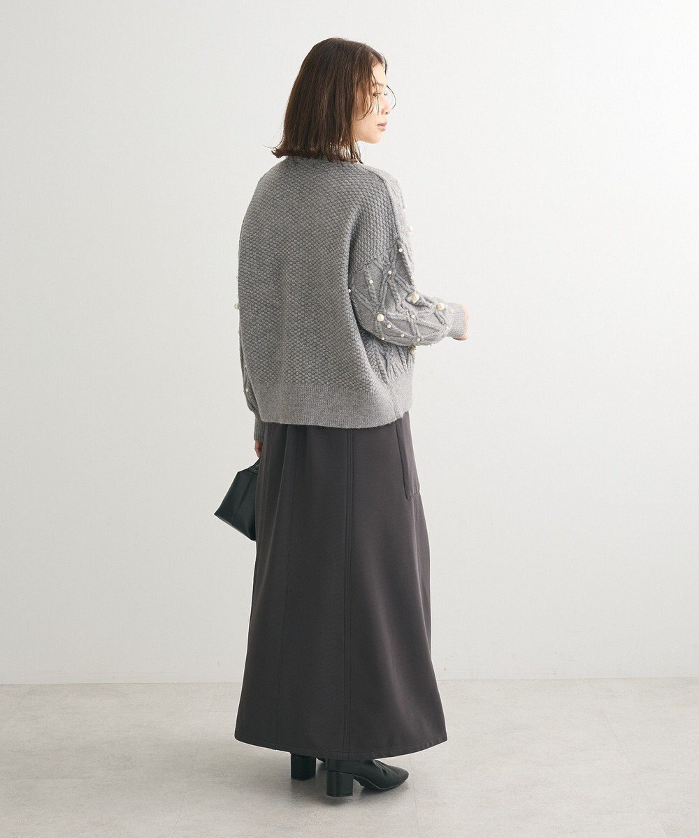 Green Parks パール付ケーブルニットカーディガン 