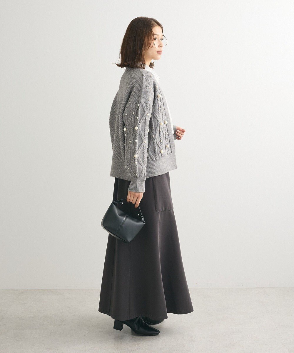 Green Parks パール付ケーブルニットカーディガン 