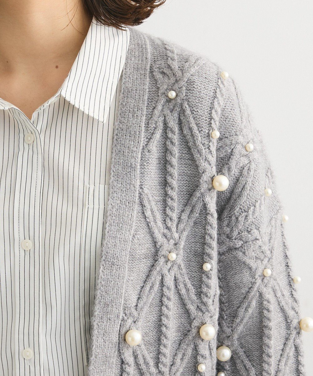 Green Parks パール付ケーブルニットカーディガン 