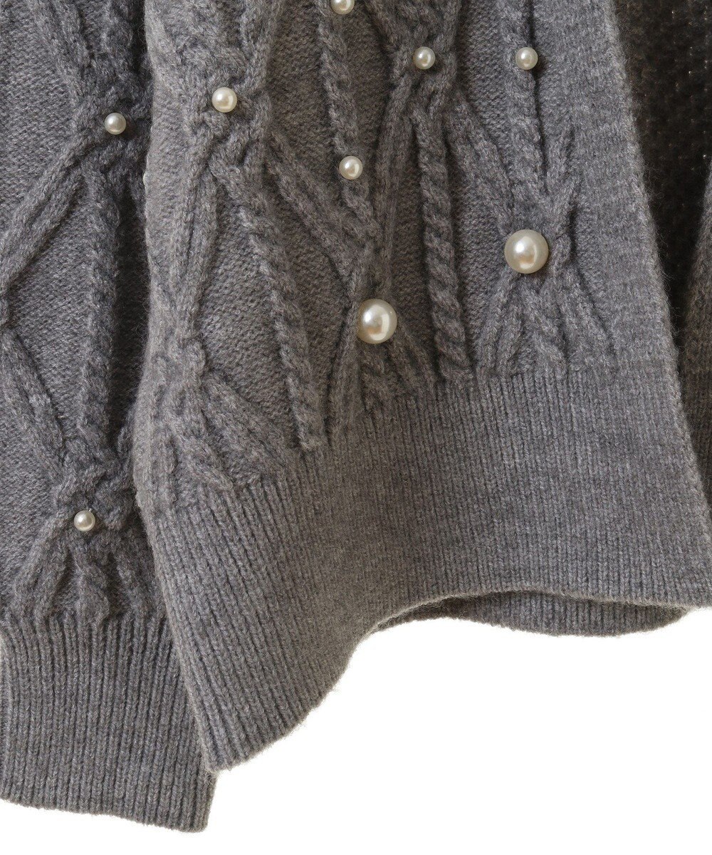 Green Parks パール付ケーブルニットカーディガン 