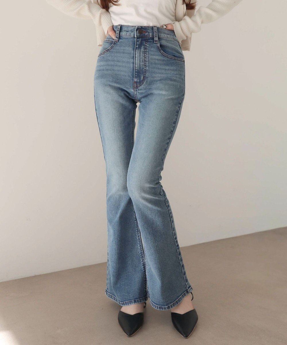 WEGO 【美脚パンツ】ストレッチフレアデニムパンツ 