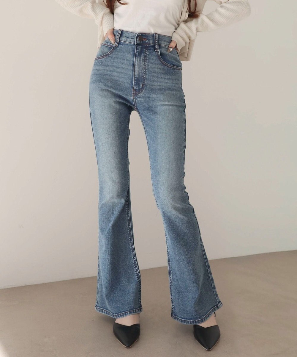 WEGO 【美脚パンツ】ストレッチフレアデニムパンツ 