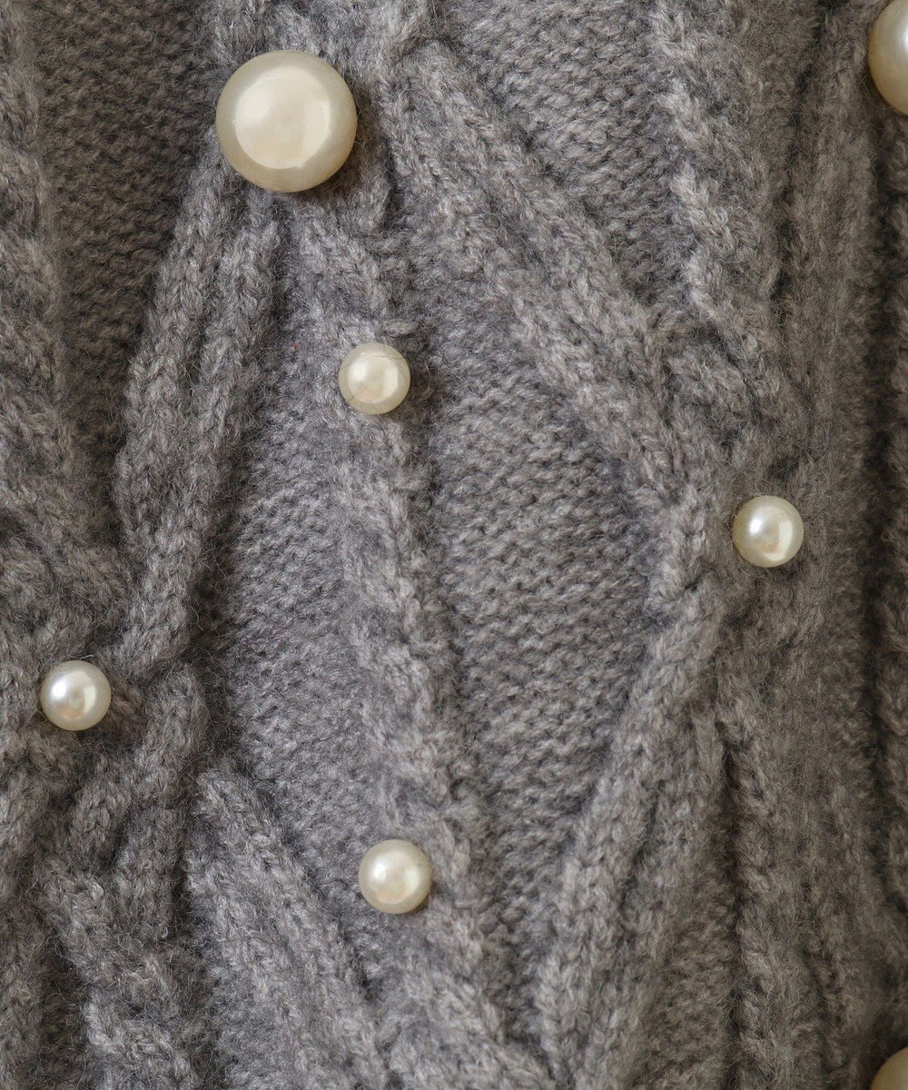 Green Parks パール付ケーブルニットカーディガン 