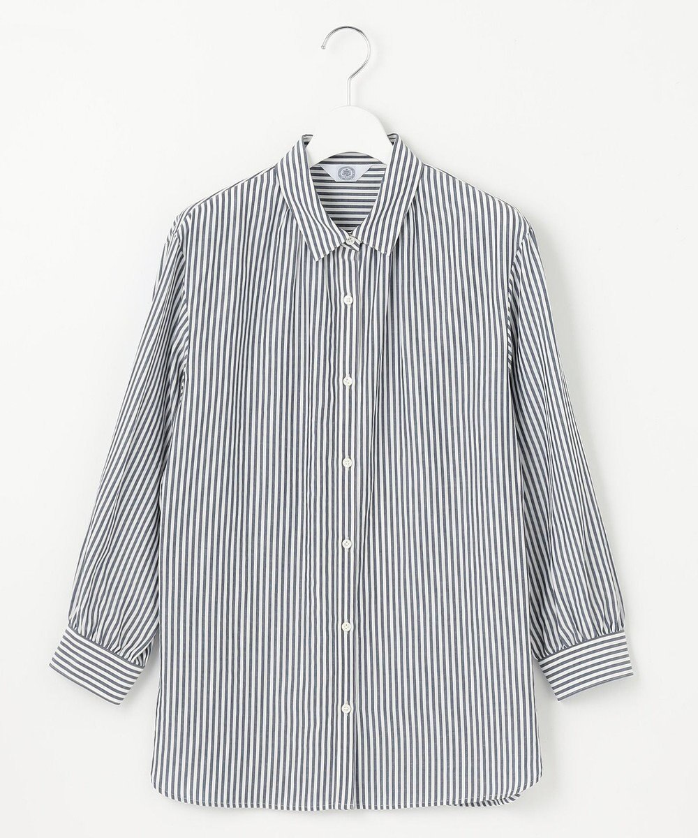 J.PRESS LADIES 【洗える】コットンアセVis ストライプ シャツカラー ブラウス 