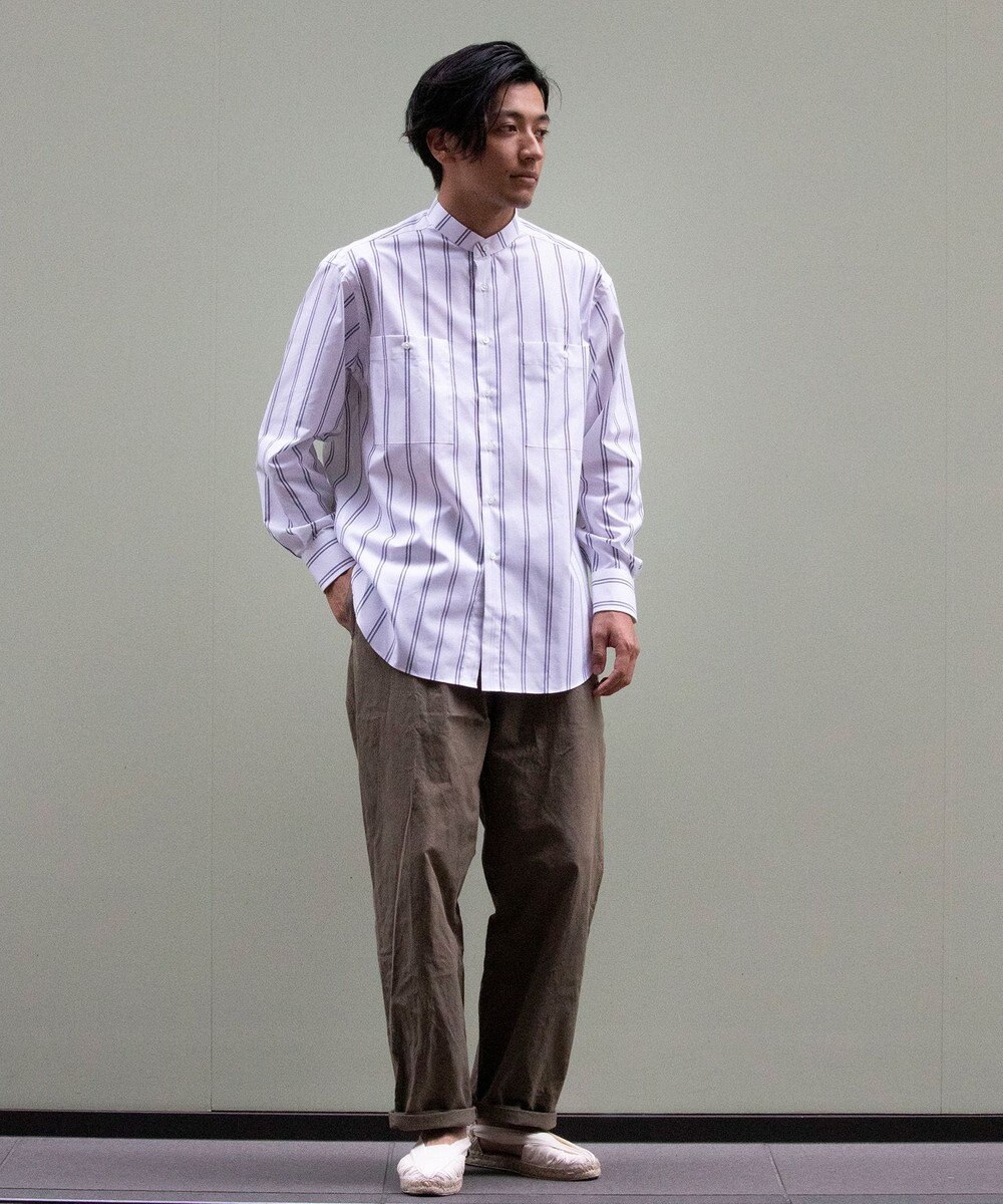 KASHIYAMA GIZA 100/2 バンドカラーシャツ 