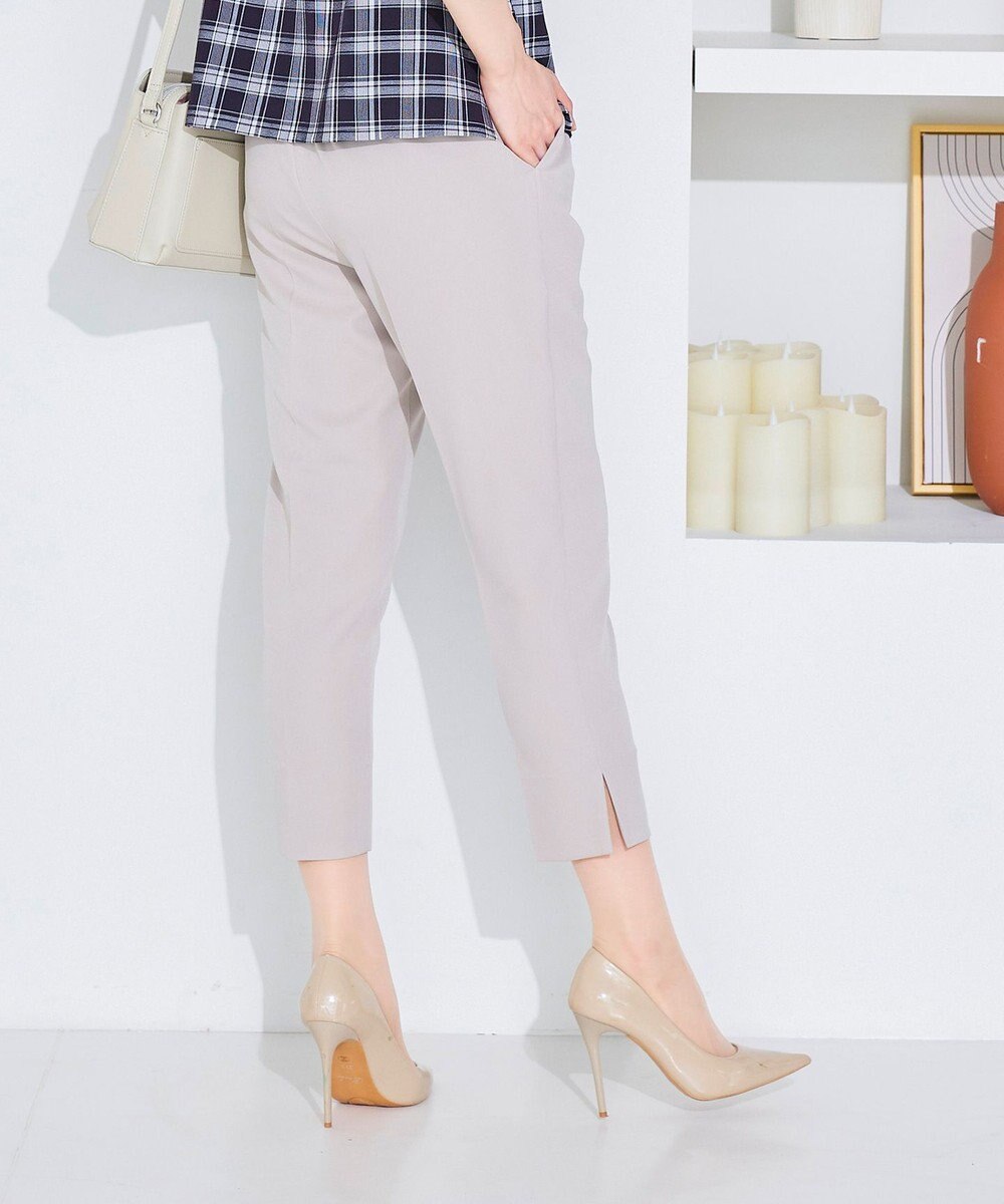 Tiaclasse 【洗える】美脚効果の高いスリットテーパードパンツ 