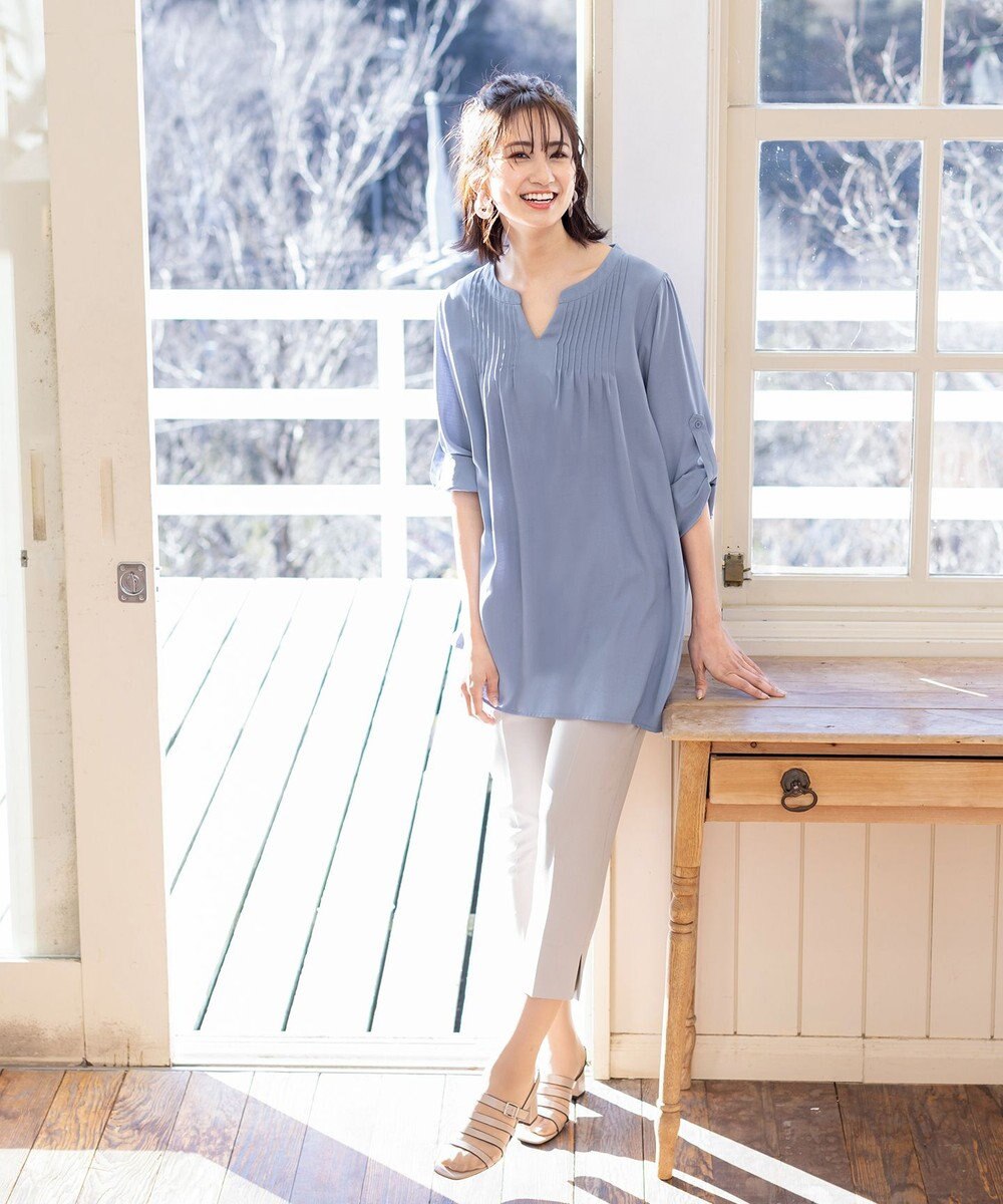 Tiaclasse 【洗える】美脚効果の高いスリットテーパードパンツ 