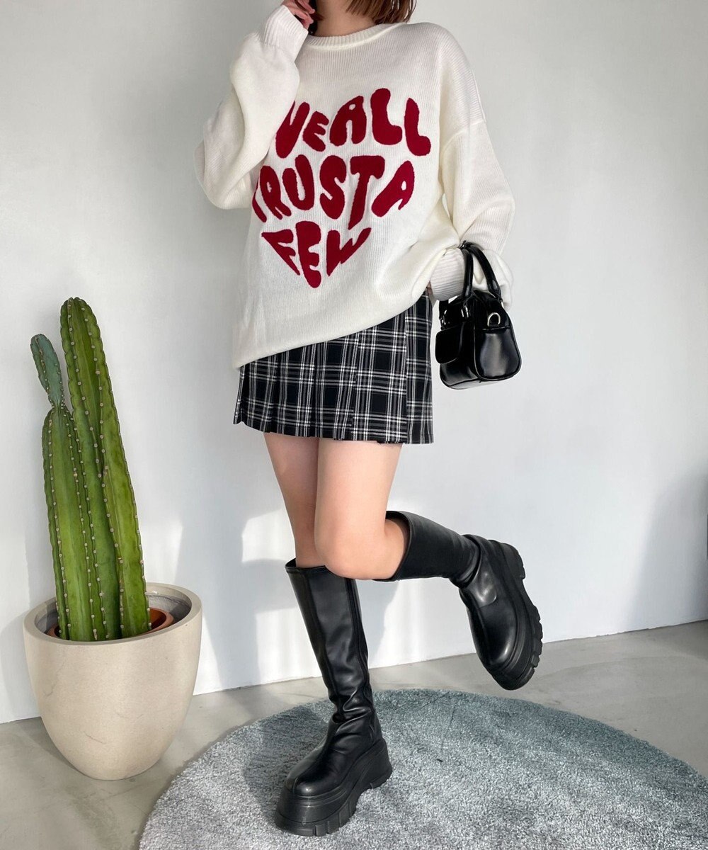 WEGO グラフィックBIGニットプルオーバー 