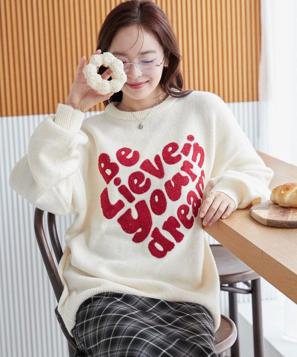 WEGO フラッフィーグラフィックBIGニットプルオーバー 