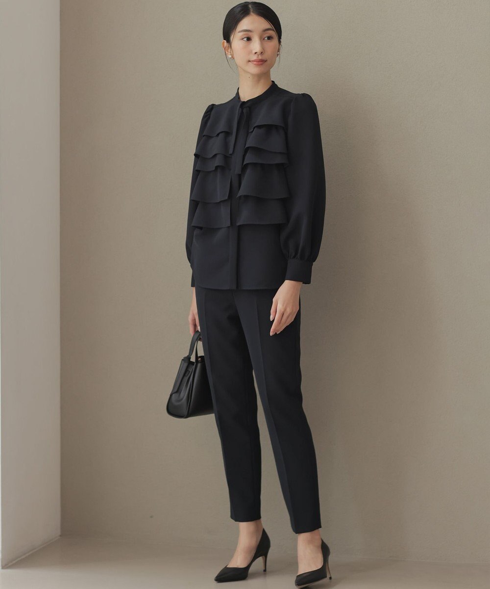 組曲 【KUMIKYOKU NAVY】コンフォータブルドレープ フリルブラウス 