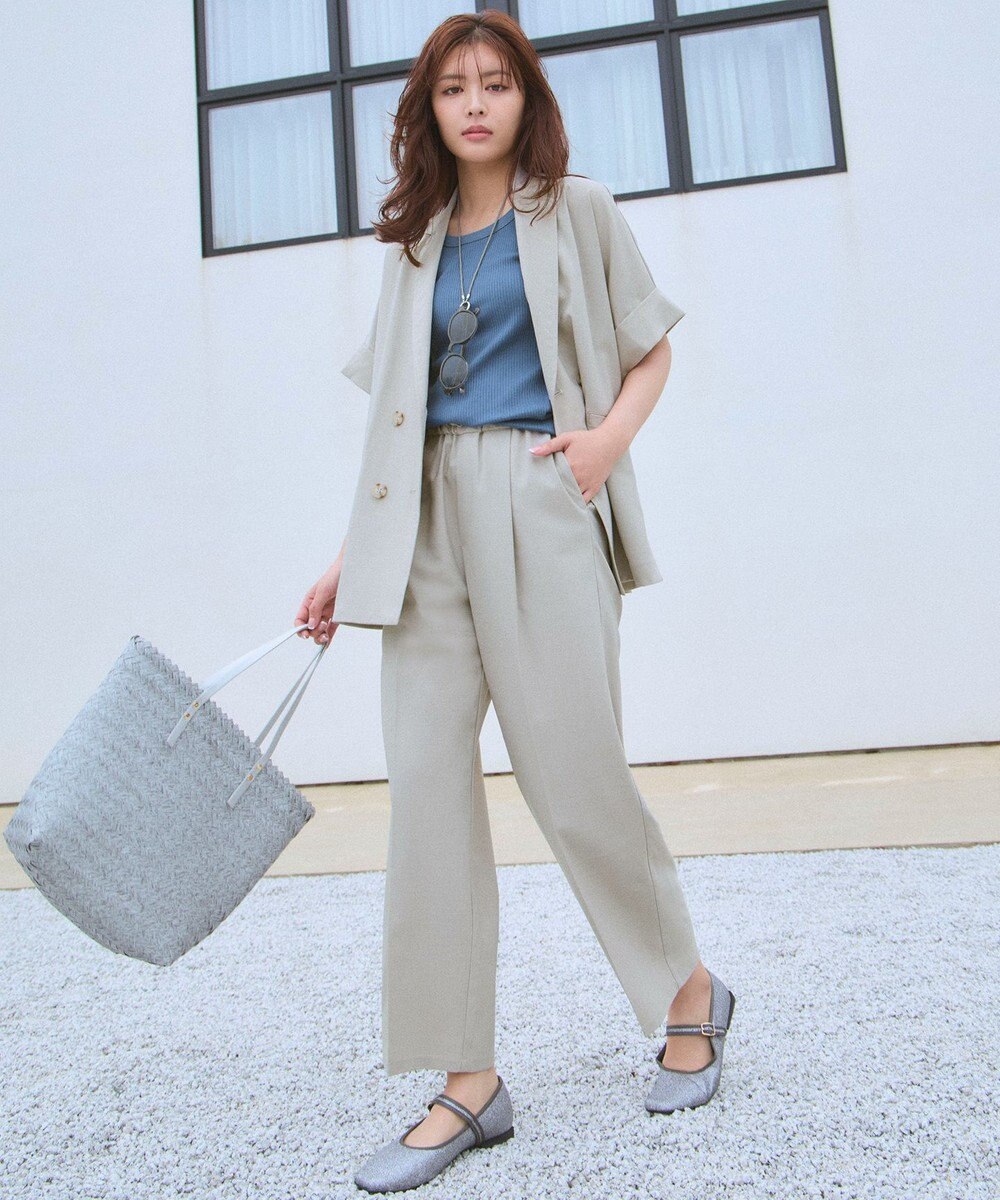 ANY L 【洗濯機可/セットアップ可/UVケア/速乾/イージーケア】サラサラテックリネンパンツ 