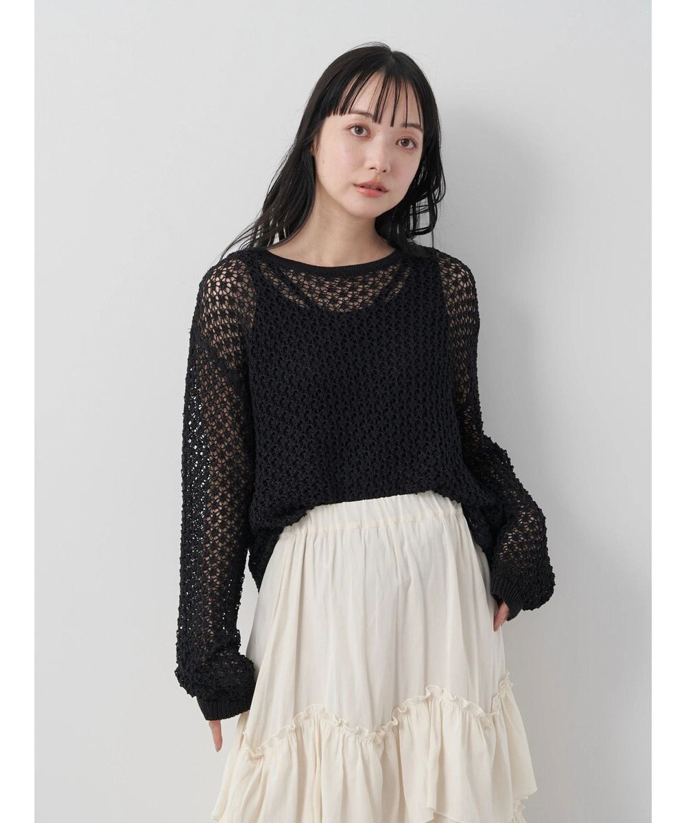 earth music&ecology メッシュ編みニットプルオーバー 