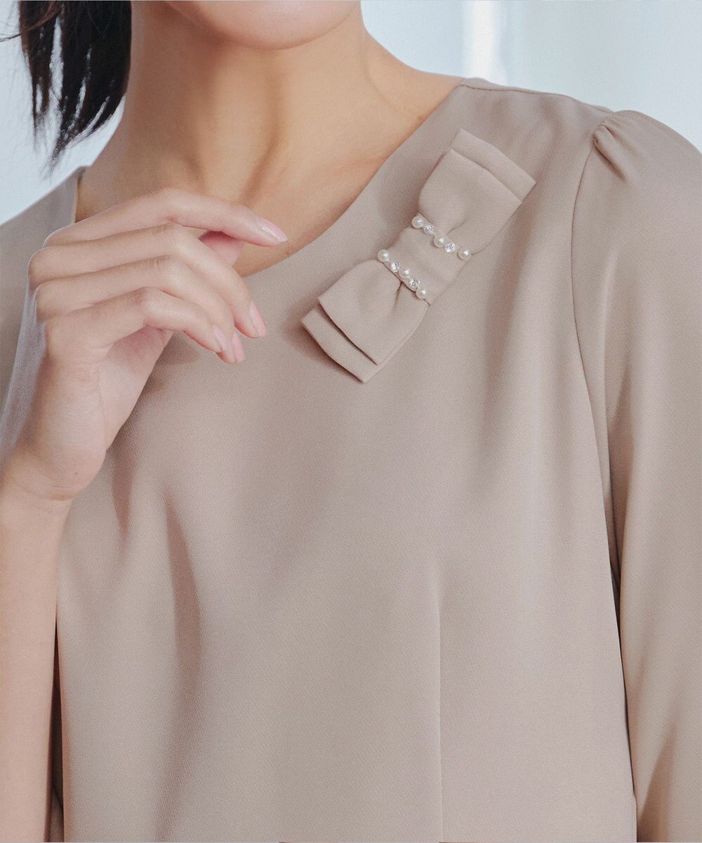 Tiaclasse 【3WAY】リボンブローチ＆ベルト付きフレアワンピース 