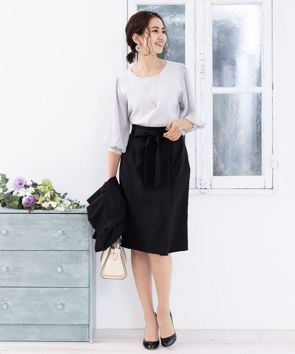 Tiaclasse 【洗える】快適な履き心地のダブルクロスセミタイトスカート 