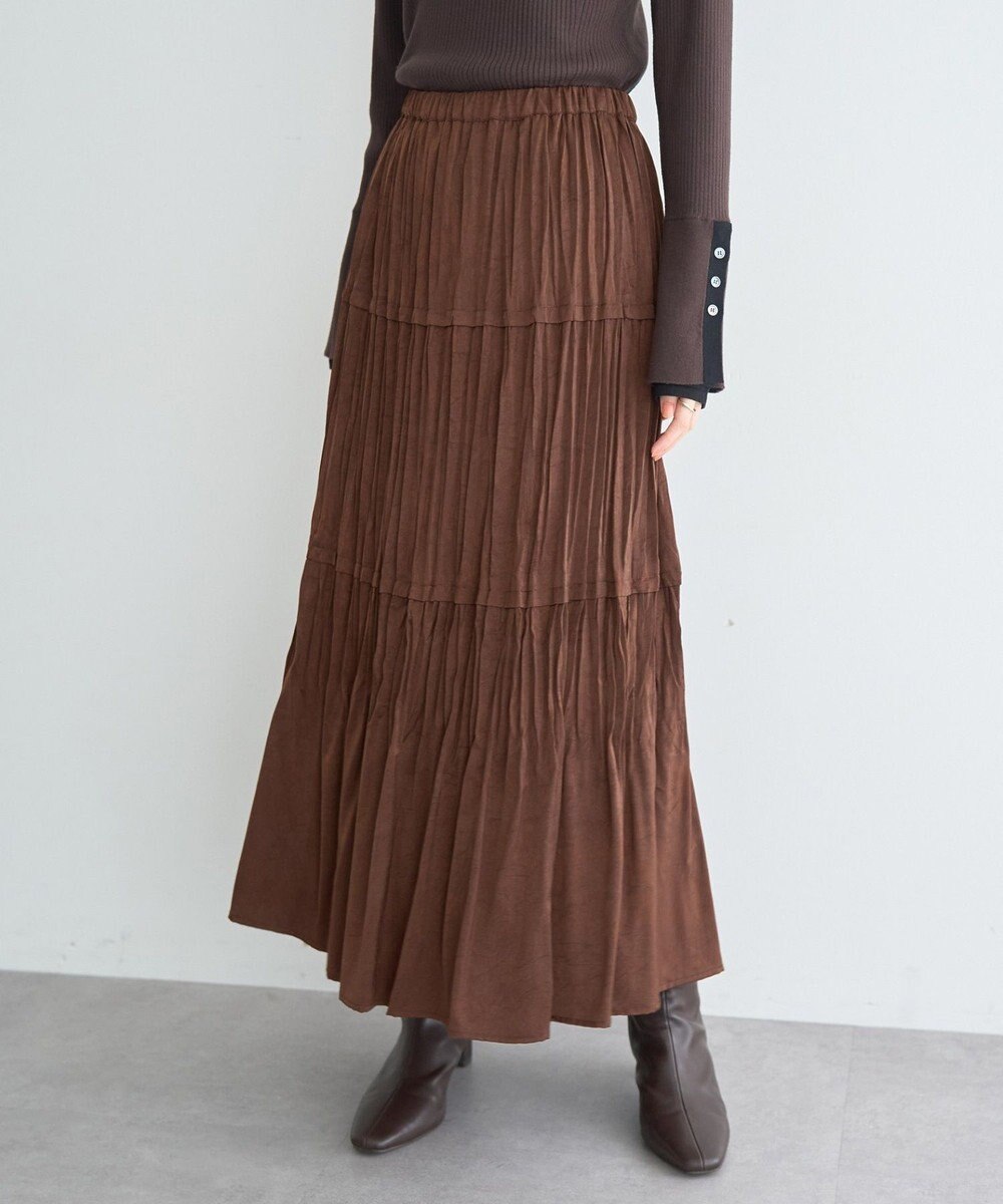 YECCA VECCA ランダムプリーツサテンマーメイドスカート 